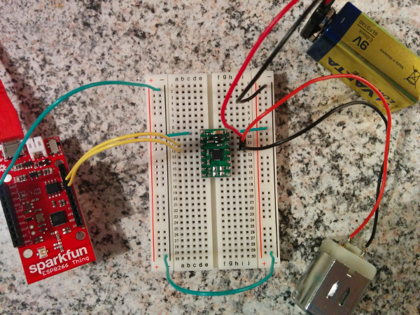 Testing the motor driver on a breadboard